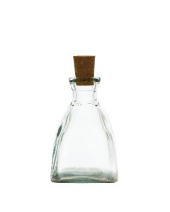 Grehom 100 ml Mini Oil Vinegar Bottle Set; 2 Recycled Glass Bottles with natural cork stopper