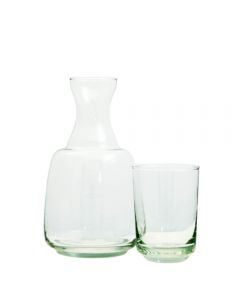 Grehom Water Carafe & Tumbler - Surahi; Recycled Glass Bedside Carafe