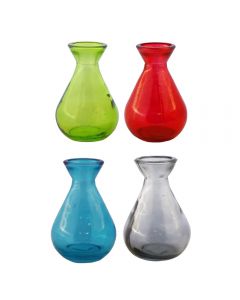 Grehom Recycled Glass Bud Vase - Classic (Motley); 10 cm Vase; Set of 4 Multi-coloured Vases