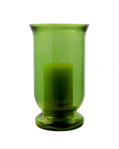 Grehom Recycled Glass Hurricane Lamp (25 cm) - Straight & Tall (Green)