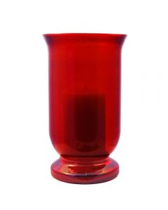 Grehom Recycled Glass Hurricane Lamp (25 cm) - Straight & Tall (Red)