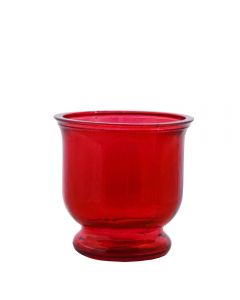 Grehom Recycled Glass Hurricane Lamp (9 cm) - Red; Delivered with a tealight