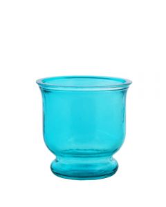Grehom Recycled Glass Hurricane Lamp (9 cm) - Blue; Delivered with a tealight