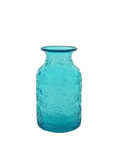 Grehom Recycled Glass Vase - Flowers (Blue); 16 cm Vase