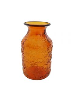 Grehom Recycled Glass Vase - Flowers (Orange); 16 cm Vase