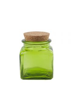 Grehom Recycled Glass Jar- Green; Cork Lid