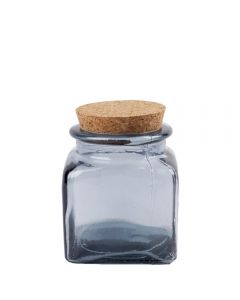 Grehom Recycled Glass Jar- Grey; Cork Lid
