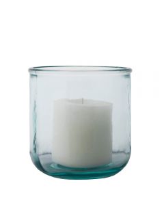 Grehom Recycled Glass Small Hurricane Lamp (9 cm) - Clear; Delivered with a tealight