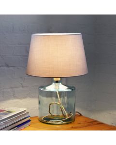 Grehom Table Lamp Base- Clear Cylinder; 32 cm Recycled Glass Table Lamp Base