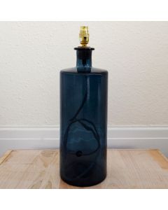 Grehom Table Lamp Base- Dark Blue Cylinder; 46 cm Recycled Glass Table Lamp Base