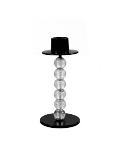 Grehom Candle Holder - Black Marbles; Small Candlestick