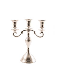 Grehom 3 Arm Candelabra - Pall Mall (Silver); 23 cm Candle Holder