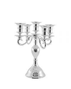 Grehom 5 Arm Candelabra - Pall Mall (Silver); 23 cm Brass Candle Holder