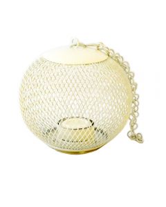 Grehom Tea Light Holder - Cage (Ivory White); Indoor Metal Lantern