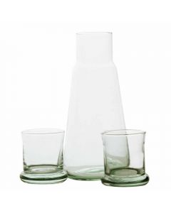 Grehom Recycled Glass Carafe & Tumblers Set- Conical; Handmade Recycled Glassware - PRICE ON REQUEST