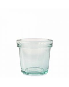 Grehom Recycled Glass Jar- Rimmed; 8.5cm Flower Vase/Candle Holder/Candle Jar - PRICE ON REQUEST