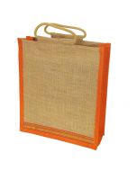 Grehom Hessian Bag Large - Orange Zari