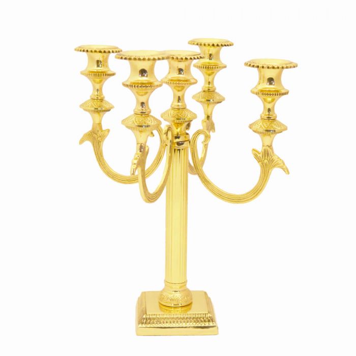 Grehom 5 Arm Candelabra Gold Fountain; 30 cm Candle Holder 