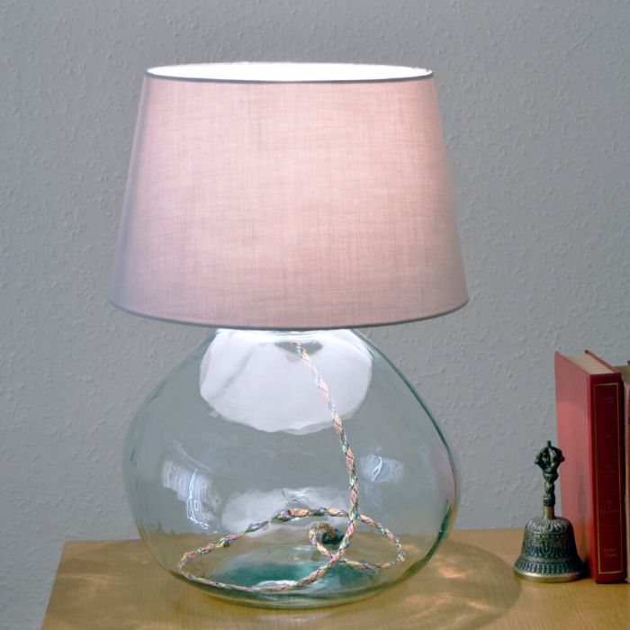Grehom Table Lamp Base 39 Cm Recycled, Glass Bubble Base Table Lamp
