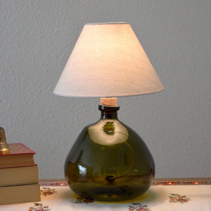 Grehom Table Lamp Base Green 32 Cm, Green Recycled Glass Lamp Base