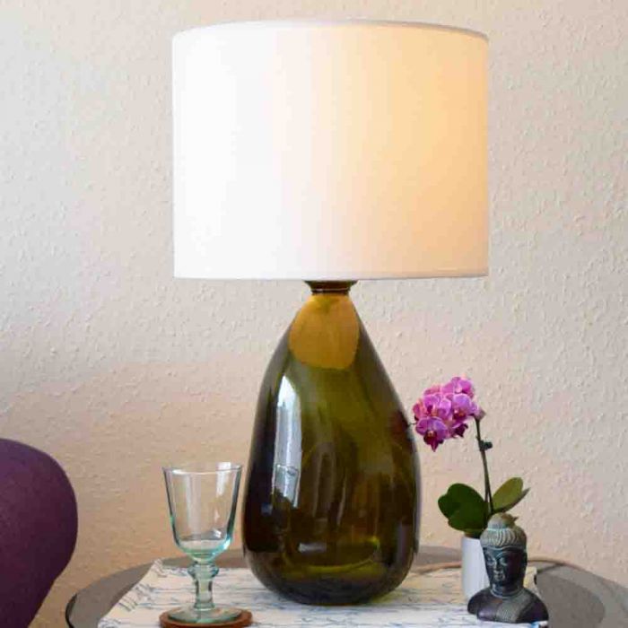 Grehom Table Lamp Base Ceylon Olive, Green Recycled Glass Lamp Base