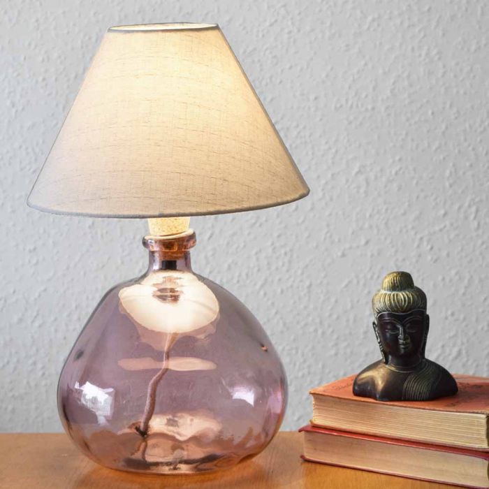 Grehom Table Lamp Base 32 Cm Recycled, Glass Bubble Base Table Lamp
